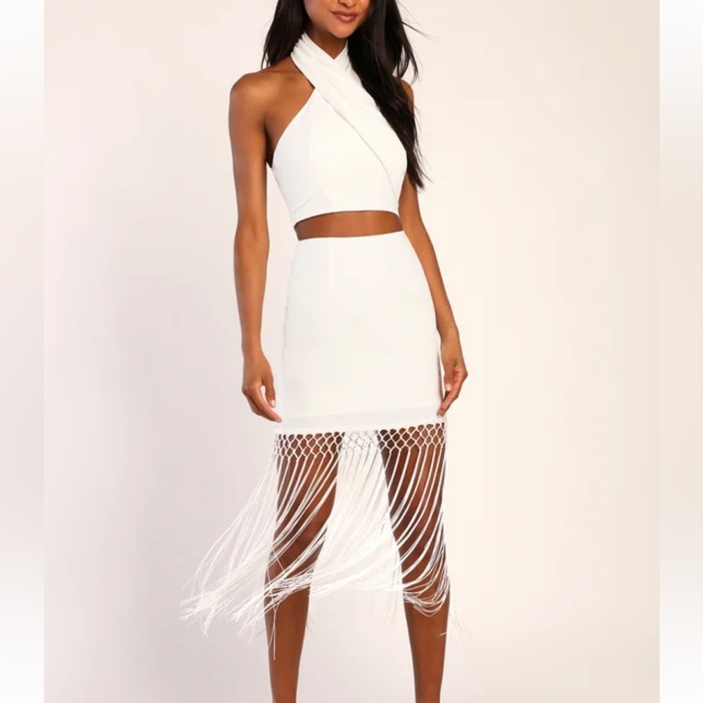 Lulus Out on the Terrace White Fringe Mini Skirt